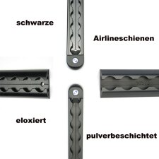 Airline Schiene Schwarz 1500mm Halbrund Vorgebohrt HGM-Rack