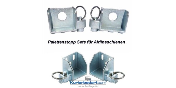 Pallet stop set for airline rails for 40 or 50 mm profile - Pallet stop fitting for airline rails
