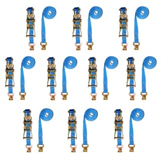 10er Set Zurrgurte für Stäbchen-Zurrschiene - 3,0 Meter - 25 mm