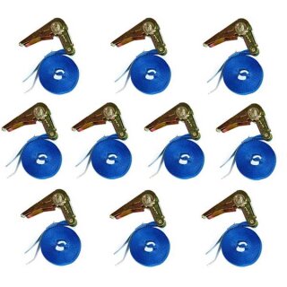 10x einteilige Zurrgurte mit Ratsche 5,0 Meter - 25 mm