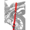 Motorcycle lashing strap for tie-down with loops