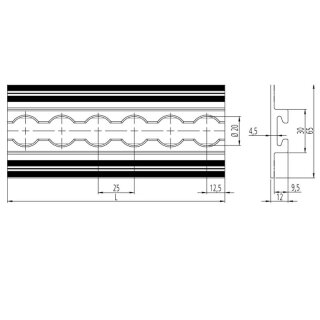 Airlineschiene Flachprofil - 1 Meter - Strong