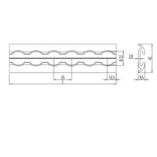 Airlineschiene halbrund slim - 3,0 Meter - vorgebohrt