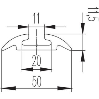Airlineschiene Halbrundprofil Standard - ungebohrt - 2 Meter