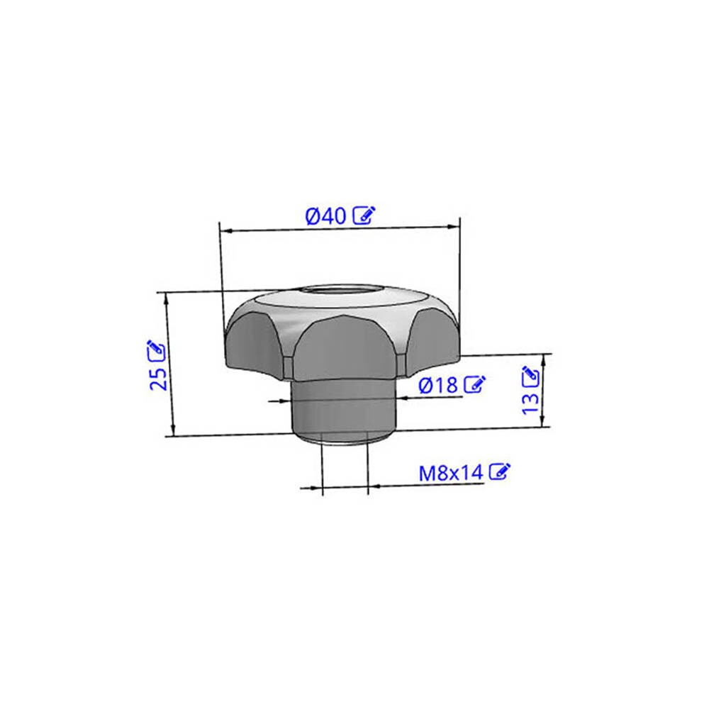 Durchmesser 40mm / Gewinde M8x25 Sterngriffschraube Thermoplast mit Bund 
