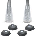 2x Airlineschiene halbrund - 2 Meter - light + 4x Endkappe
