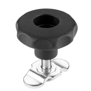 V2A Schraubfitting mit V2A Sterngriff für Airlineschienen 0 - 40 mm